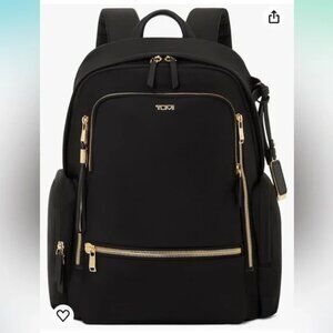 NWT TUMI VOYAGEUR CELINA TRAVEL BACKPACK BLACK & GOLD CARRY ON BAG $475
